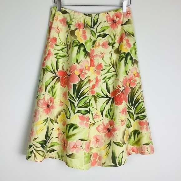 Peck & Peck Linen Silk Floral Skirt Sz 6 - Picture 6 of 11